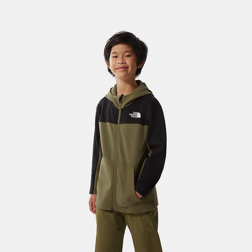 The North Face Hoodie Boys Australia - The North Face Slacker Zip-Up Olive Green / Black (HDE-918067